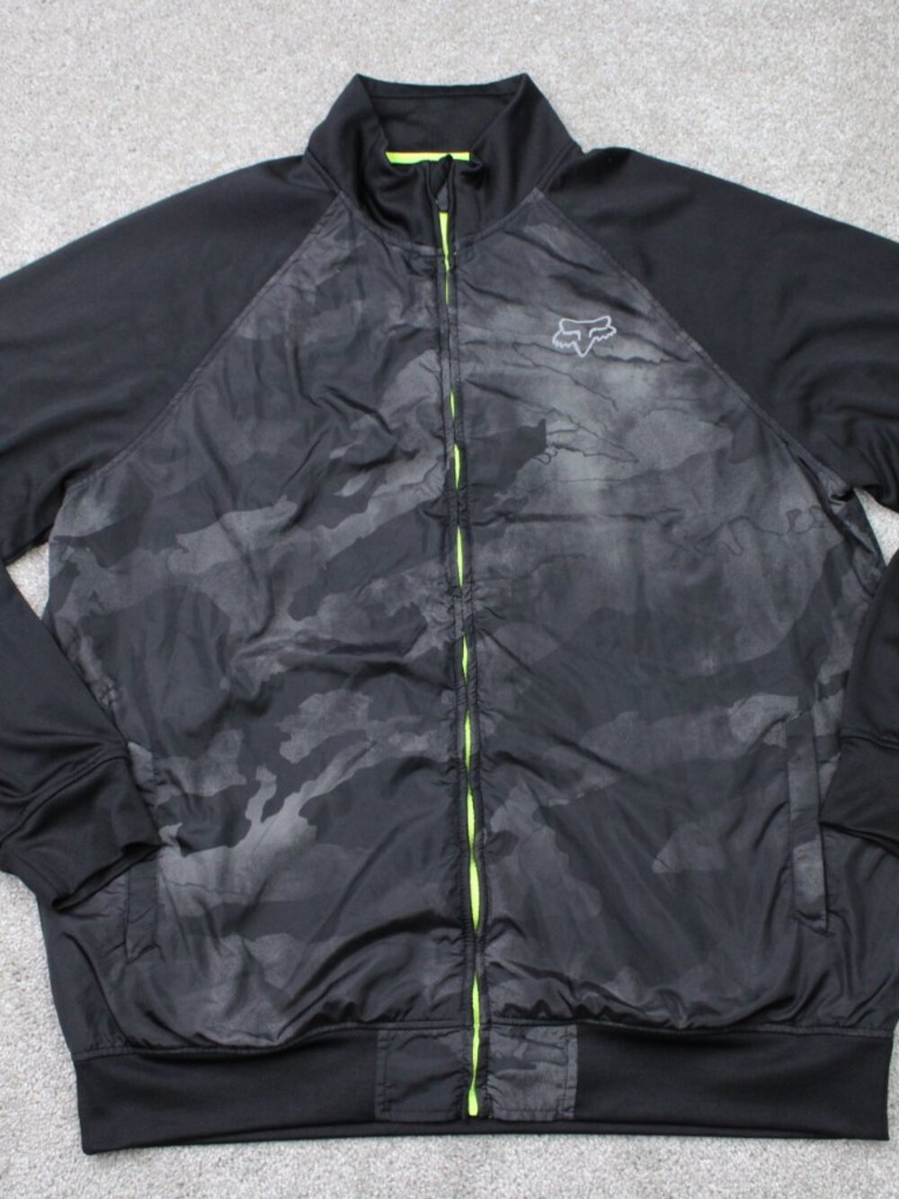 Fox Racing Jacket Mens XL Black Full Zip Track Lightweight Windbreaker Coat